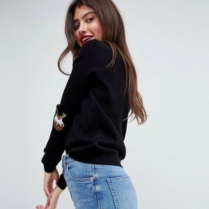 ASOS Holiday Sweater with Sequin Elbow Patches